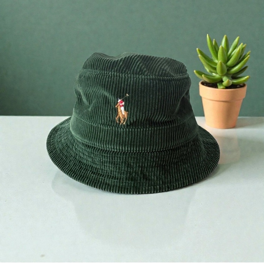Polo by Ralph Lauren Dark Green Corduroy Bucket Hat (Brand New)